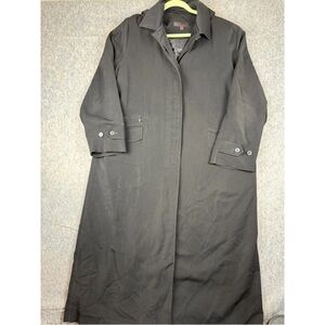 Anne Klein Long Coat Women's Size 16 Black‎ Single-Vented Hooded Outdoor Travel